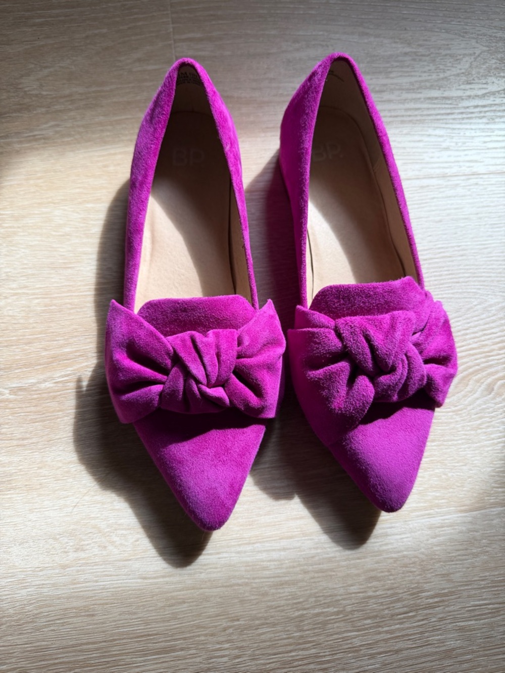 bp Pointed-Toe Knot Bow Flats in Bright Magenta